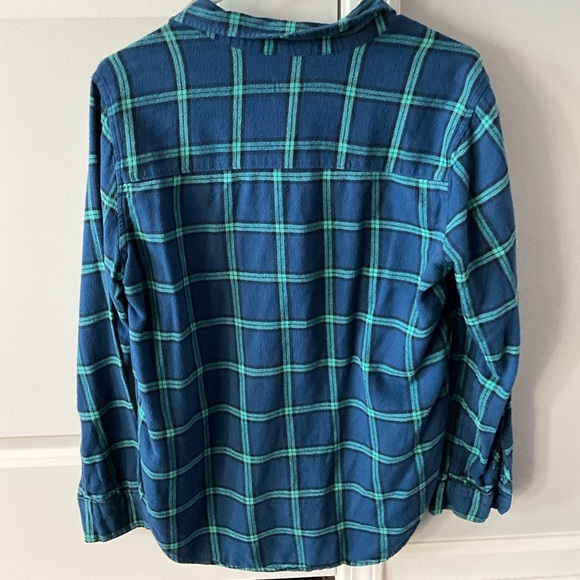TEAL AND NAVY PLAID FLANNEL SHIRT - Picture 5 of 5